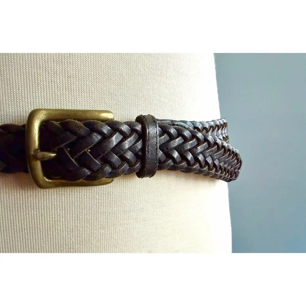 Dark Brown Braided Leather Belt Mens sz XL